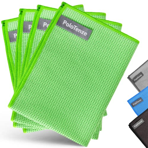 PoloTenze Mikrofaser Trockentuch und Fenstertuch, 60x40 cm, 4er Pack Grün