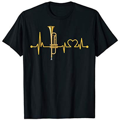 Trompeten-Herzschlag Hemd Lustiges Musik-Orchester-Geschenk T-Shirt