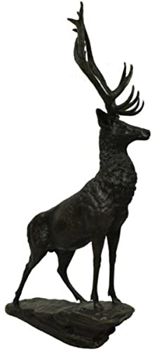 Casa Padrino Luxus Bronze Skulptur Hirsch auf Felsen Bronze/Schwarz 80 x 60 x H. 160 cm - Bronzefigur - Tierfigur - Hotel & Restaurant Deko Accessoires