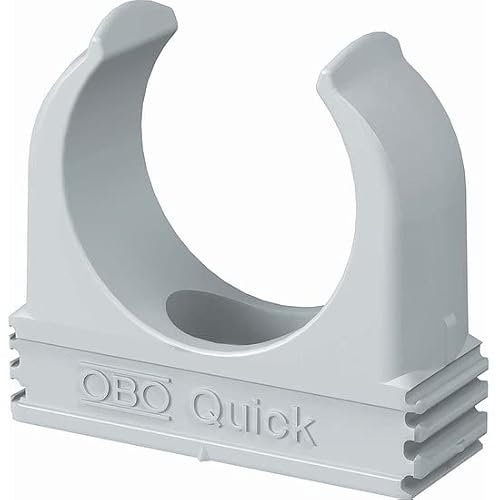 10x OBO Bettermann M25 Quick-Schellen | Klemmschelle | Rohrschelle | anreihbar | lichtgrau | 25mm | 10 Stück