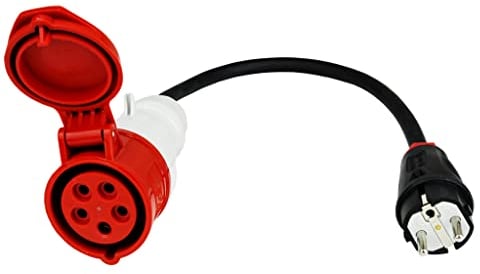 EV Expert Adattatore di alta qualità da 16 A Schuko maschio a accoppiamento CEE 16-32 A WALTHER a 5 pin (16 A Schuko -> 32 A CEE)