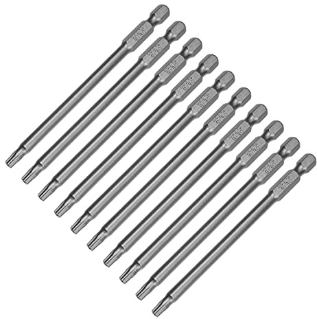 Utoolmart Lot de 10 embouts de tournevis Torx magnétiques T20, tige hexagonale de 6,35 mm, longueur de 10,2 cm, sécurité S2