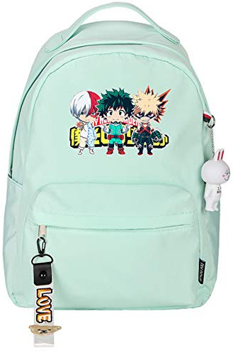 My Hero Academia Midoriya Izuku Women Backpack kawaii School Bags Waterproof Travel Backpack Anime Laptop Bookbag Tote Bag with Adjustable Shoulder Strap for Office Work Picnic Beach