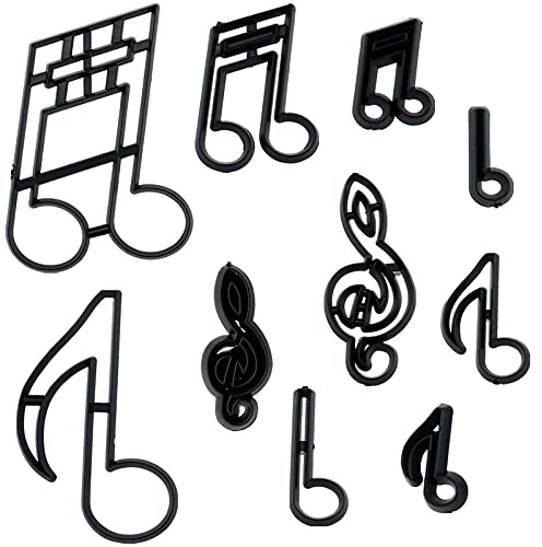 10 Pcs Music Theme Fondant Cookie Cutters Set for Anniversary Bridal Engagement Cake Decorating DIY Sugar Craft Cutting Tool