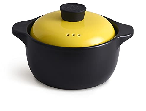 Casserole Black Enameled Ceramic Soup Pots Stewpot Stewing Casserole Ceramic Cooking Pot Cookware Home Kitchen (Color : 3800ml)