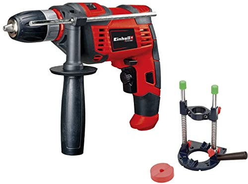 Einhell Taladro de impacto con cable - TC-ID 550 E - con soporte de columna kwb - 550 W, electrónica de control de velocidad, preselección de velocidad, rotación en ambos sentidos, mango adicional