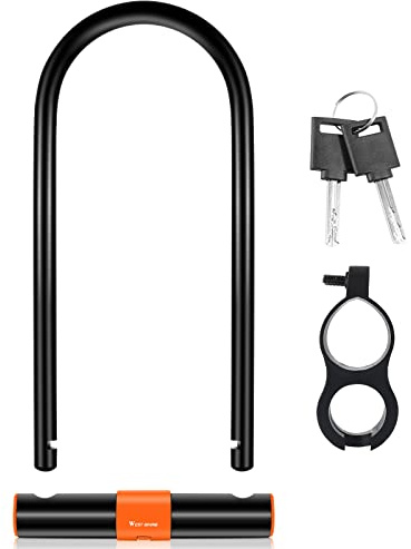 LuTuo Bike U Lock with 2 Keys Heavy Duty Anti Theft Bike Locks, 13.7mm Carbon Steel High Security U Lock for Bicycle with Mount Bracket, Extra Long Bicycle Lock for Scooter Mountain Road Bike