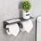 HANFU Porte Papier Toilette, Double Support Papier Toilette avec Étagère Rangement Spacieuse, Aluminium Dérouleur Porte Rouleau Papier Toilette Autoadhésive et Mural pour Salle de Bain 31cm, Gris