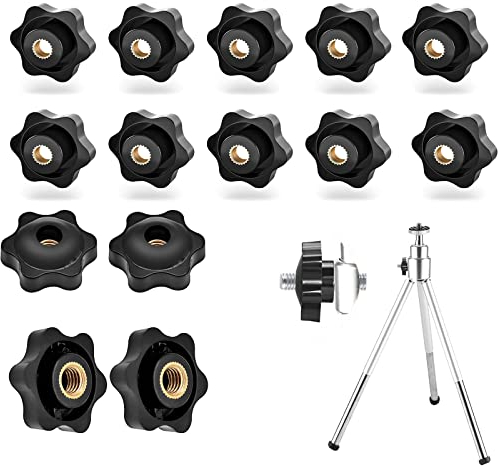 14 Pcs Sterngriffmuttern, M8 × 32 mm Sternkopf Klemmknopf, Rändelmutter Schwarz, Gelochte Flügelklemmmuttern, Kupferkern,Innengewinde,Für Maschinen, Industrie, Möbel, elektronische Geräte
