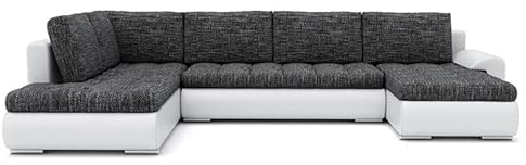Wohnlandschaft Tokio II mit Schlaffunktion Eckcouch mit Bettkasten Grau mit Kissen, U-förmig, polstermöbel. Wohnzimmer möbel, modern mit stauraum und aufbewahrung. (LAWA 17 + Soft 17 Links)