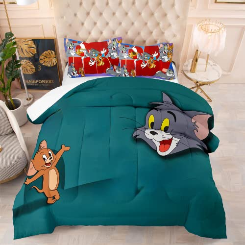 IMSY Jerry Bettwäsche-Set 135x200 cm Kopfkissenbezug 80x80 · Katze Maus · Kinder-Bettwäsche,Tom Bettwäsche Tumblr,bettwasche Mädchen (E,135x200cm+75x50cmx1)