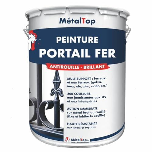 Metaltop - Peinture Portail Fer - Brun chocolat - RAL 8017-1 L - Protection antirouille et finition durable pour métal extérieur