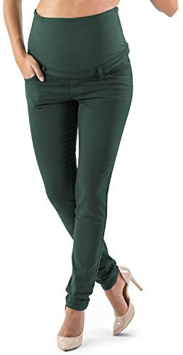 Milano - Jean Grossesse et Femme Enceinte, Coupe Slim Bandeau Haut Stretch et Confortable - Idèal Tout au Long de Votre Maternité (L - 42, Vert)
