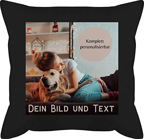 Kissen 50x50 - eigenem - Foto Bild Geschenk I Dein Bild und Text - 50 x 50 cm - Schwarz - fotokissen fotopolster selbst drucken Photo schmusekissen photokissen Geschenke zum beschriften