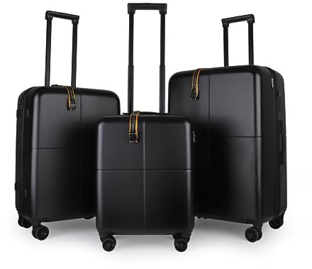 JLY Premium Hard Suitcase Set of 3 – 100% German Covestro Polycarbonate Luggage with 4 Spinner Wheels, TSA Lock, Superior Organisation – Small + Medium + Large – Black