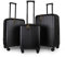 JLY Premium Hard Suitcase Set of 3 – 100% German Covestro Polycarbonate Luggage with 4 Spinner Wheels, TSA Lock, Superior Organisation – Small + Medium + Large – Black