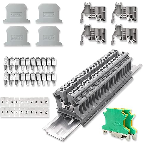 yotutun Kit di Morsettiere Su Guida DIN, UK-2.5B Morsettiera Elettrica Distribuzione Universale Morsettiera Tramite Kit Morsetti per Progetti di automazione elettrica, Trasformazione di Circuiti ecc