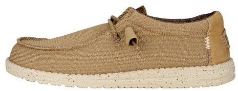 HEYDUDE Wally Sport Mesh | Zapatos para Hombre | Mocasines sin Cordones para Hombre | Cómodo y Ligero, Bronceado/Blanco, 41 EU