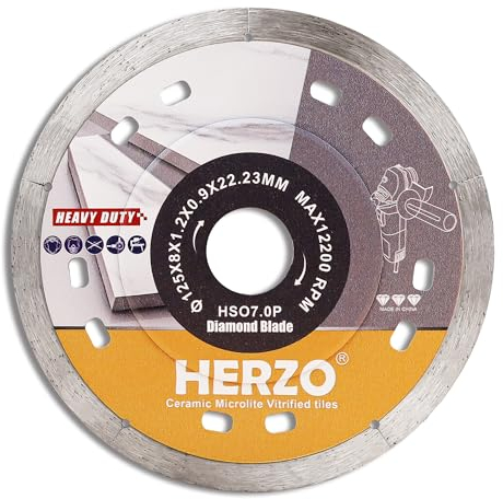 HERZO Disque Diamant pour Carrelage 125mm, Disque à Tronçonner Diamant pour coupe Carrelage Pierre Céramique Cérame(125 x 22,23 x 1.2 x 8 mm)