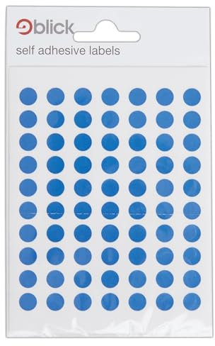 Blick Labels, Blue, Self Adhesive Stickers, Coloured Dot, Circles, 8mm, 490 Labels, for Home, Office, Family, School, Holiday Calendar Organising, Planner, Rewards Chart, Colour Coding