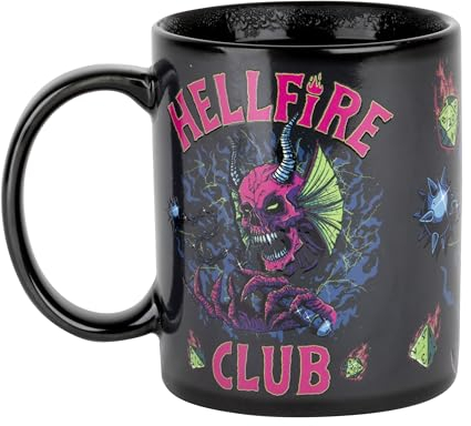 Konix Stranger Things Taza termoreactiva de cerámica - 320 ml - Diseño Hellfire - Negro