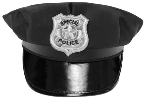 CHICTRY Kapitänsmütze Einstellbar Kapitän Hut Schwarz Polizeimütze Cop Cap Militär Kappe Matrosenmütze Kopfabdeckung Cosplay Karneval Halloween Typ B One Size