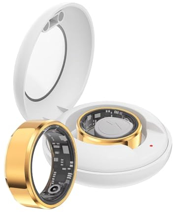 Smart Ring Android Schlaftracker Smartringe Herren Damen Fitness Tracker Ring IOS Herzfrequenz Schlaf Tracker Smartring Fitnessring Schrittzähler Gesundheitsring Fitnesstracker Pulsmesser Gold Schwarz