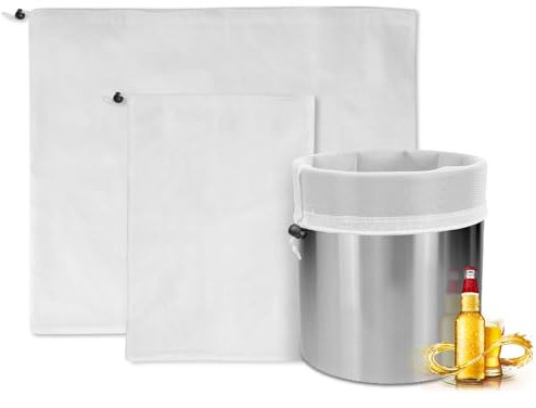 Mordx 2 Sacchetti Filtranti in Poliestere, Riutilizzabili, Filtro a Luppolo, Sacchetti per Latte di Noci, Panno Filtrante a Maglia Fine per Vino, Birra, Caffea
