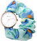 JewelryWe Damenuhr Elastisch Haarband Uhr: Damen Blau Blumen Floral Analog Quarz Armbanduhr Multifunktionale Lässige Uhr mit Haargummi Stretch Armband Geschenk für Frau Mädchen