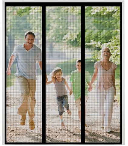 AXFZZRS Moustiquaire Magnétique pour Portes, Deux côtés ouverts Rideau Porte Anti Insectes Mouche Moustique, Noir Moustiquaire Baie Vitree Coulissante, sans Percer Facile à Installer - 120x220cm