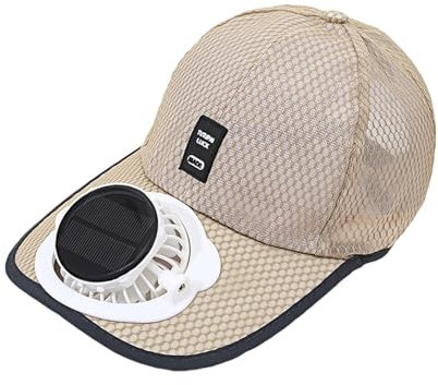 Sun Visor Hats with Fan Solar Powered/USB Charging Beach Hat Fan Visor Hat, Beige