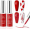 Yueshop Gel Nail Polish - 2pcs*8ml Red & Glitter, French Manicure Gel Nail Art Set, Sparkling Liner Gel Polish DIY Nail Salon