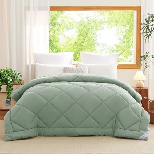 WAVVE Bettdecke 220x240 Ganzjahresdecke 4 Jahreszeiten, Steppdecke 300gsm Mikrofaser 220x240, Super Weiche Zudecke Schlafdecke Atmungsaktive 240 x 220 Grün