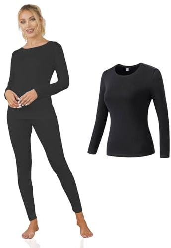 Channo Damen Thermo-Unterhemd - Hochwertige Thermokleidung für kaltes Wetter - Packung mit 1, Schwarz, XXL