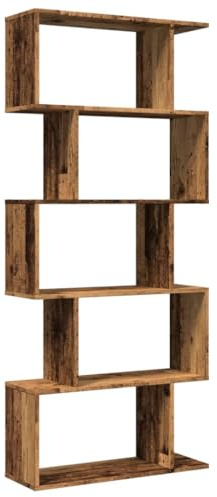 vidaXL Room Divider Bookcase 5-Tier, Bookshelf for Living Room, Book Rack for Decoration, Storage Shelf, Modern Style, Old Wood Engineered Wood