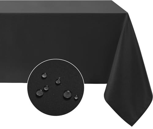 Softalker Black Table Cloth Wipe Clean Tablecloth Rectangular 140x200 cm Washable Stain Resistant Tablecloths Wrinkle Free Table Cover for Party Birthday Banquet Dining Table Decorations 55x78 Inch