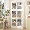 DAWNSPACES Küchenschrank mit 6 Glastüren,Küchenbuffet,Bücherschrank mit 3 verstellbarem Laminat,Vitrinenschrank,Glasvitrine mit 6 Ebenen,80x38x173cm,weiß