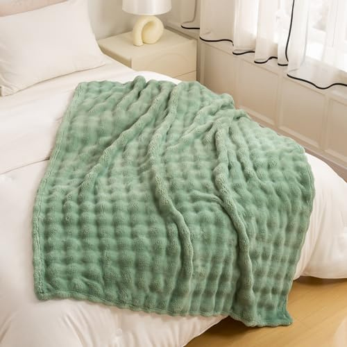 YUSOKI Luxuriöse, leichte 3D-Decke für Queensize-Betten, 2,1 kg, für alle Altersgruppen, Heimdekoration, Salbeigrün, 228,6 x 228,6 cm