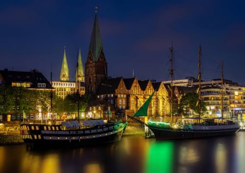CALVENDO Poster 42,0 x 29,7 cm Querformat Uferpromenade Schlachte - Bremen| Bilder, Kunstdruck, Wandbild, Wanddeko, Prints ohne Rahmen