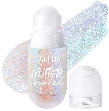Prreal Roll-on Body Glitter Gel, Mermaid Makeup Festival Rave Accessories, Gliter Face Paint Holographic Hair Glitter Gel, Sparkle Body Shimmer Halloween Makeup for Rave Party(07 Fantasy)