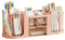Lvjkes Boîte de rangement pour porte-stylos, Double rotation organiseur de bureau 14 compartiments grande capacité, tiroir transparent, peut contenir des crayons, divers articles de papeterie (rose)