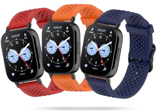 Xisair 3 PCS Silicone Strap Compatible with Redmi Watch 5 Lite and Redmi Watch 5 Active, Waterproof, Breathable and Soft Sport Strap Suitable for Xiaomi Redmi Watch 5 Lite & Active Smartwatch