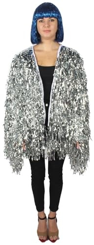 HPO Unisex dicke Metallic-Lametta-Folienjacke, Unisex, silber, M