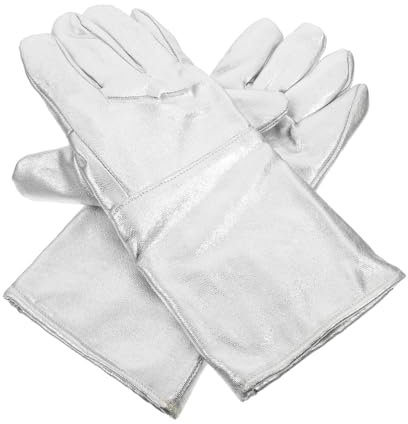 Hohopeti Hochtemperaturhandschuhe aus Aluminiumfolie, 2 Stück, Silber