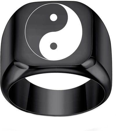 Wycian Ringe Damen Vintage, Ring Damen Titan Edelstahl Kein Edelstein Schwarz Größe 65 (20.7) 1.8mm Tai Chi-Muster Gravur für Wife Abschluss