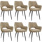 WAFTING Esszimmerstühle 6er Set,Armlehnstuhl mit Metallbeine,geeignet als Schminktisch Stuhl,Stühle Esszimmer,Samt Stuhl,Küchenstühle,Wohnzimmerstuhl,Polsterstuhl mit Samtigem Gefühl,Kaki