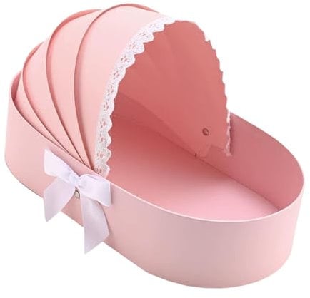 Amagogo Cardboard Flower Basket Cradle Flower Box Flowers Arrangement Case Paper Cardboard Box Gift Boxes Cradle Floral Basket for Mother Her Birthday Mother's Day, Pink