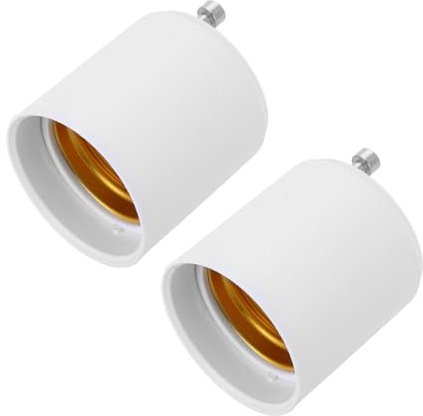 NUOBESTY Gu24 to E26/e27 Bulb Socket Adapter 2pcs Secure Fit Light Bulb Converter for Indoor Use Two Prong Fixture Adapter for Standard Screw-in Light Sockets