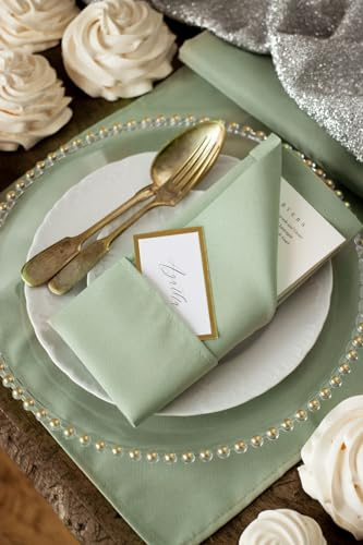 texpot 6 Stück Stoffservietten 35x35 cm Grün Polyester Quadratisch Hochzeit Geburtstag Taufe