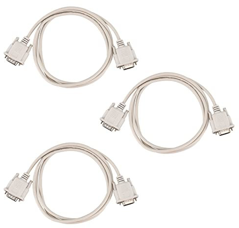 Keallans - Adaptador de cable macho a vídeo VGA macho (15 , 3 unidades, RS232, DB9, 9 , 1,4 m), color gris